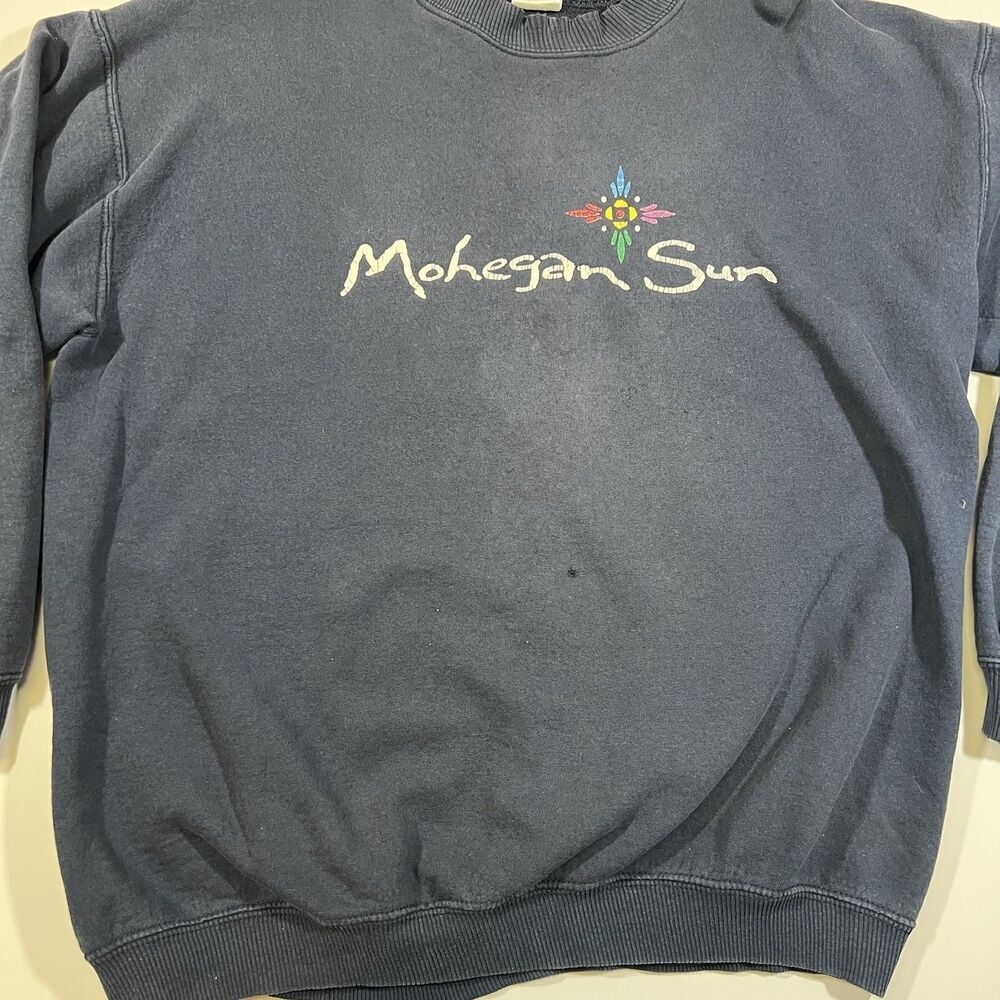 Vintage Mohegan Sun Casino Blue Crewneck Pullover Sweatshirt Gildan Size Large - Picture 7 of 12